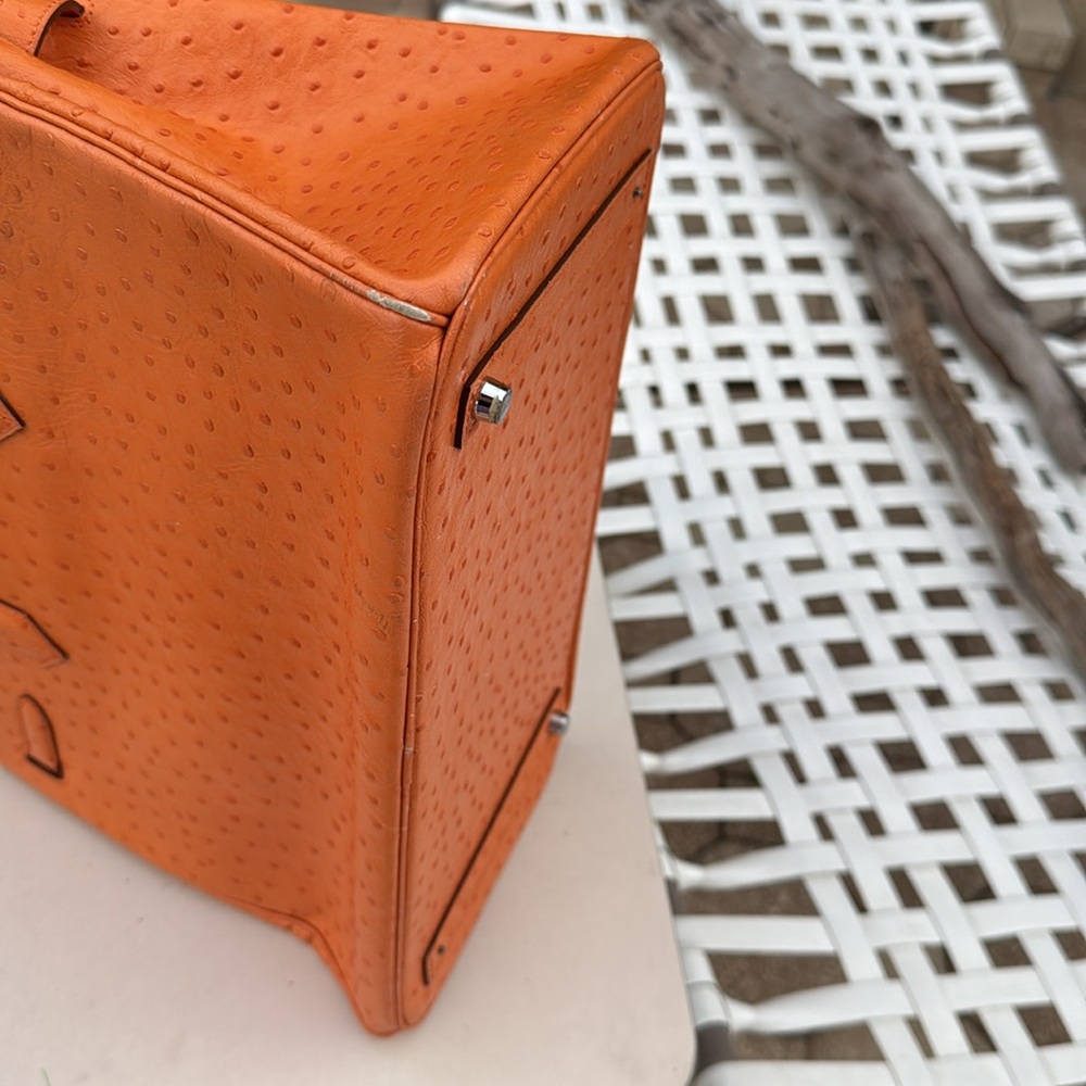 Hermes Tangerine Ostrich Birkin 35 Palladium Hardware, 2004 - Picture 7 of 12